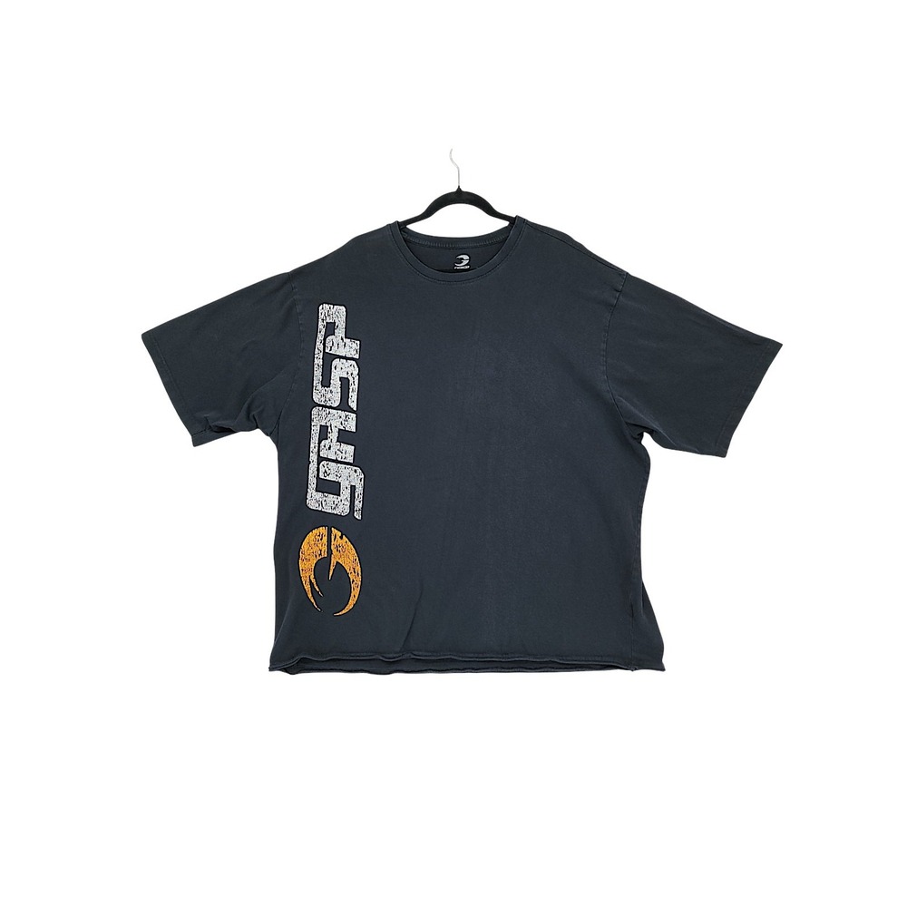 GASP Iron Tee XL Mens Black Distressed Graphic Raw Hem Gym Bodybuilding T-Shirt